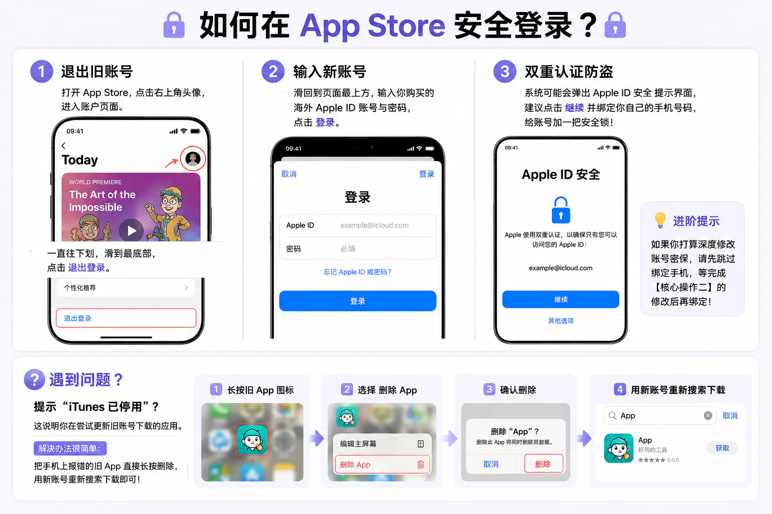 如何在 App Store 安全登录